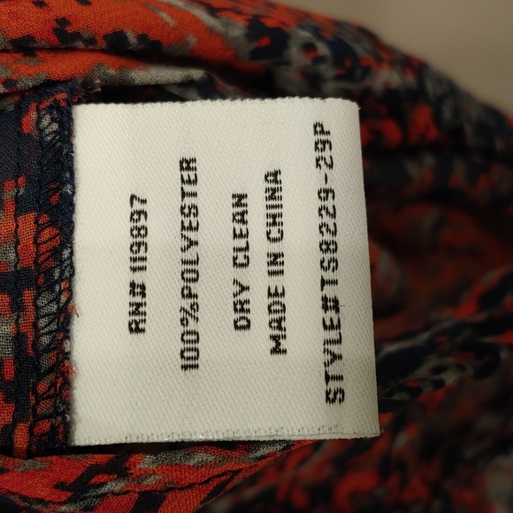 Collective concepts orange, blue, and grey button up top size medium pet… - Picture 6 of 8